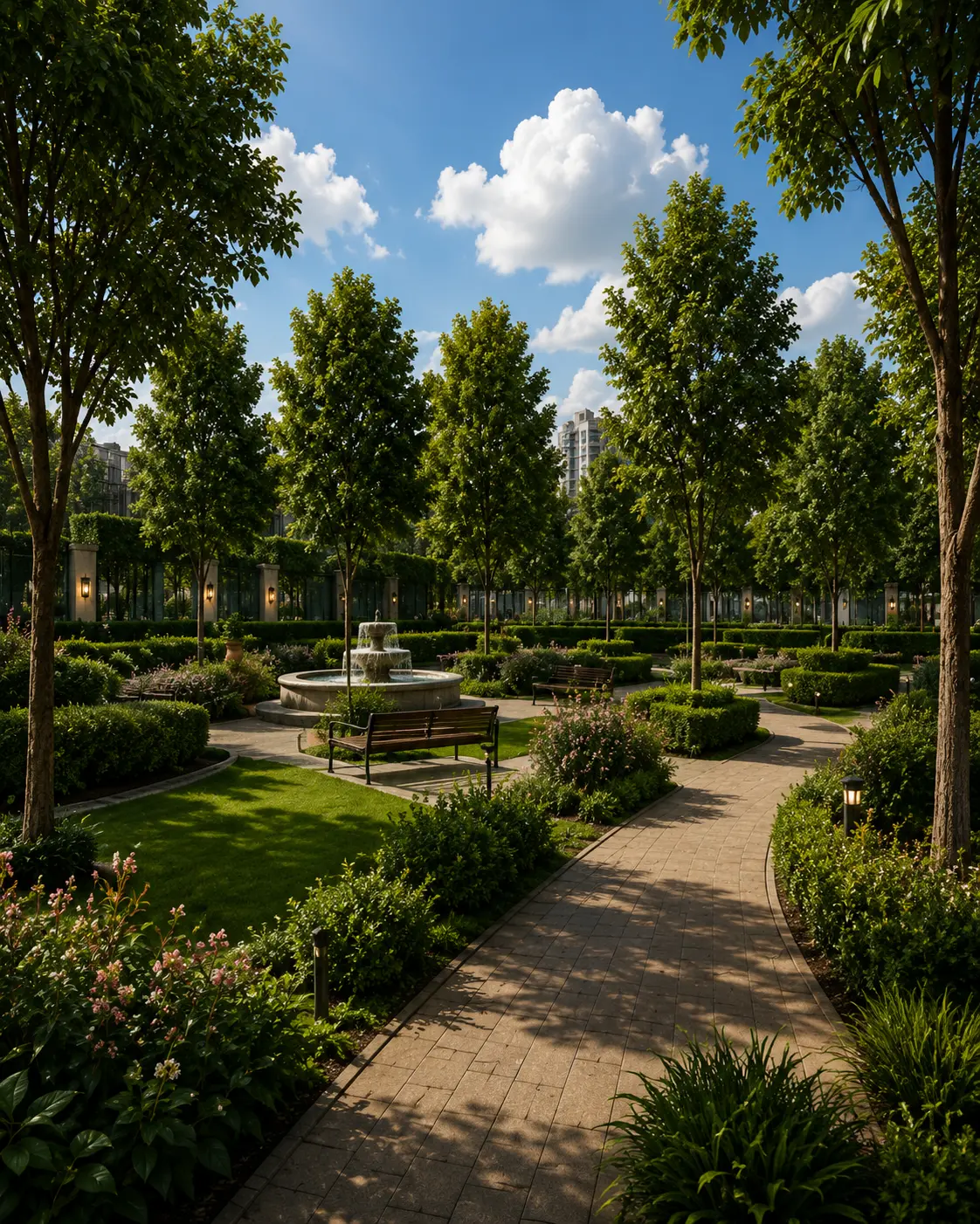Landscaped green outdoor spaces